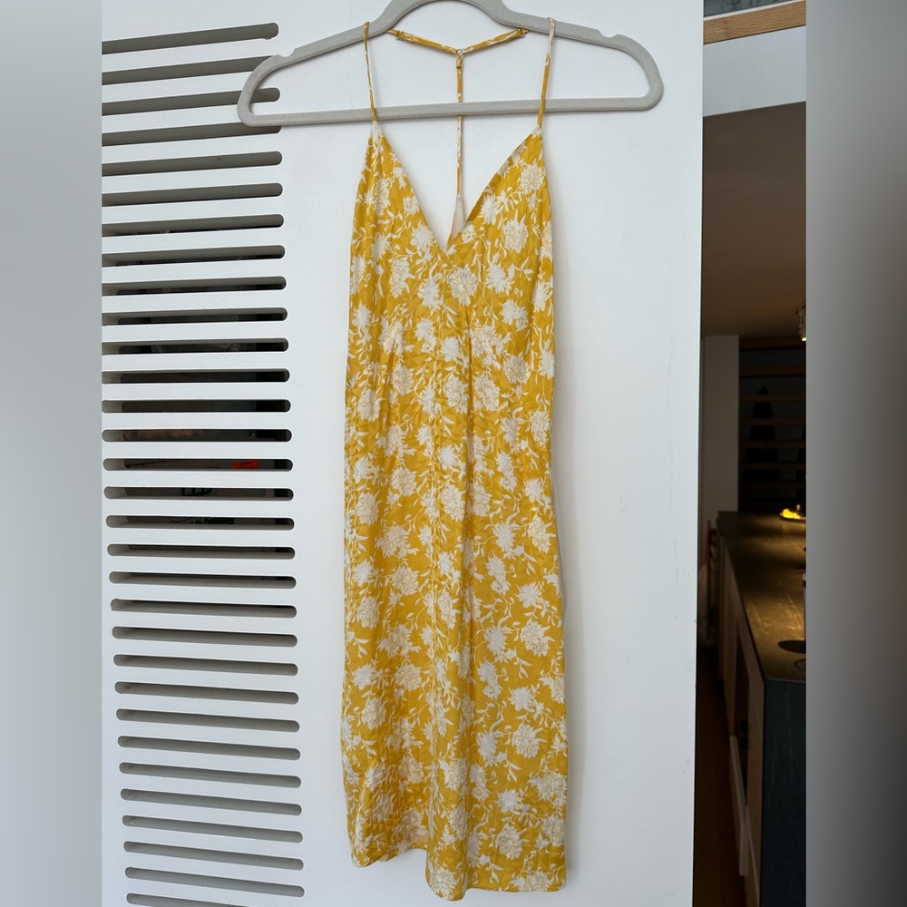 Rag and bone yellow floral halter mini slip dress